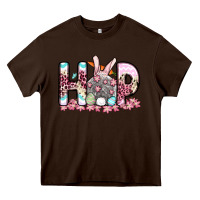 Chocolate Brown Easter Day Hop bunny Heavy Core Tee - OliviaCreatesArt