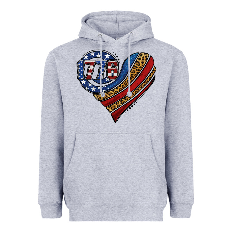 American Western Leopard Flag Heart Heavyweight Hoodie by Jasminsmagicworld | Teevron