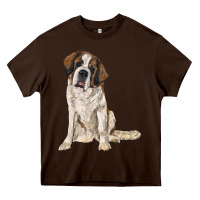 Chocolate Brown saint bernard Heavy Core Tee - RanaPortraitStore