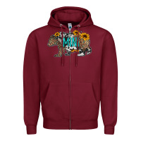 Burgundy baby bear mini sunflowers leopard cowhide mother's day Zipper Hoodie - Jasminsmagicworld