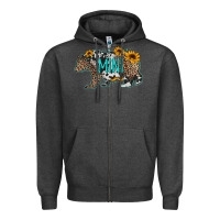 Charcoal Heather baby bear mini sunflowers leopard cowhide mother's day Zipper Hoodie - Jasminsmagicworld