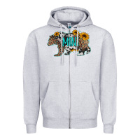 Heather Grey baby bear mini sunflowers leopard cowhide mother's day Zipper Hoodie - Jasminsmagicworld
