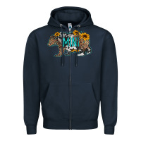 Navy baby bear mini sunflowers leopard cowhide mother's day Zipper Hoodie - Jasminsmagicworld