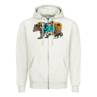 Oatmeal Heather baby bear mini sunflowers leopard cowhide mother's day Zipper Hoodie - Jasminsmagicworld