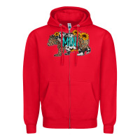 Red baby bear mini sunflowers leopard cowhide mother's day Zipper Hoodie - Jasminsmagicworld