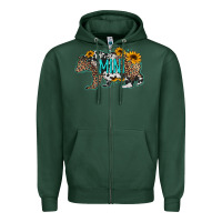 Sports Green baby bear mini sunflowers leopard cowhide mother's day Zipper Hoodie - Jasminsmagicworld