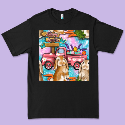 Easter Bunny With Truck Seamless Pattern Premium Tee Designed By Bundleandbundleshop