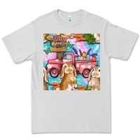 Dove Grey Easter Bunny With Truck Seamless Pattern Premium Tee - BundleAndBundleShop
