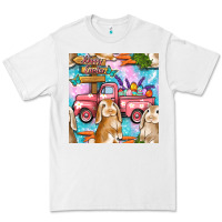 White Easter Bunny With Truck Seamless Pattern Premium Tee - BundleAndBundleShop