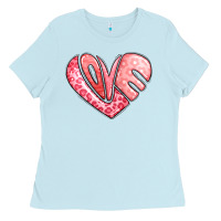 Baby Blue heart shaped love valentine's day Ladies Tee - LillyAllenDesigns