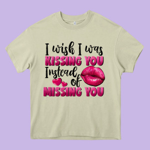 I Wish I Was Kissing You Instead Of Missing You Heavy Core Tee Designed By Fadigitalartstudio