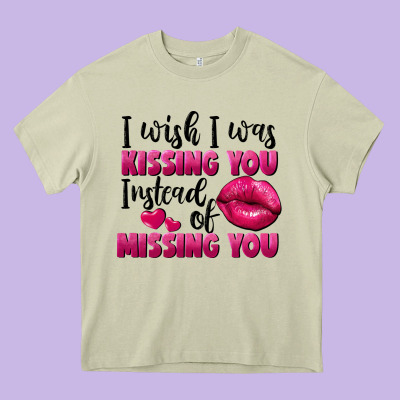 I Wish I Was Kissing You Instead Of Missing You Heavy Core Tee Designed By Fadigitalartstudio