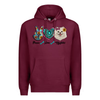 Burgundy peace love pomeranian Premium Hoodie - RanaPortraitStore