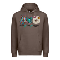 Coffee peace love pomeranian Premium Hoodie - RanaPortraitStore