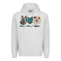 Dove Grey peace love pomeranian Premium Hoodie - RanaPortraitStore