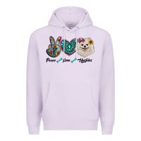 Lilac peace love pomeranian Premium Hoodie - RanaPortraitStore