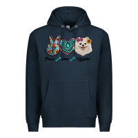 Navy peace love pomeranian Premium Hoodie - RanaPortraitStore