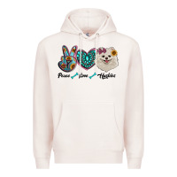 Pale Pink peace love pomeranian Premium Hoodie - RanaPortraitStore