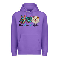 Purple peace love pomeranian Premium Hoodie - RanaPortraitStore