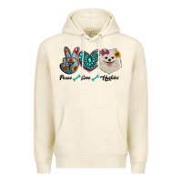 Sandshell peace love pomeranian Premium Hoodie - RanaPortraitStore