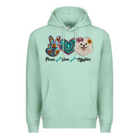 Seafoam peace love pomeranian Premium Hoodie - RanaPortraitStore