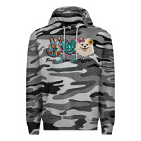 Slate Camo peace love pomeranian Premium Hoodie - RanaPortraitStore