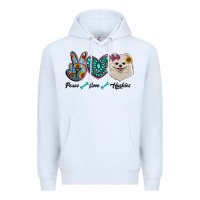 White peace love pomeranian Premium Hoodie - RanaPortraitStore