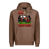 Chestnut just a boy who loves tractors red tractor Premium Hoodie - BarkalooDesign