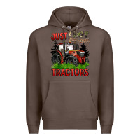 Coffee just a boy who loves tractors red tractor Premium Hoodie - BarkalooDesign