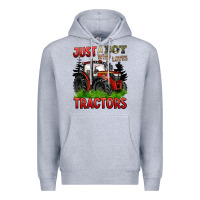 Heather Grey just a boy who loves tractors red tractor Premium Hoodie - BarkalooDesign