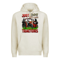 Oatmeal Heather just a boy who loves tractors red tractor Premium Hoodie - BarkalooDesign