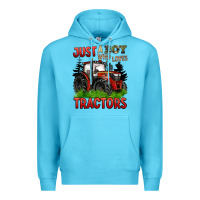 Ocean Blue just a boy who loves tractors red tractor Premium Hoodie - BarkalooDesign