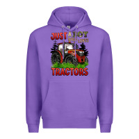 Purple just a boy who loves tractors red tractor Premium Hoodie - BarkalooDesign