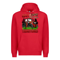 Red just a boy who loves tractors red tractor Premium Hoodie - BarkalooDesign