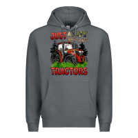 Rock just a boy who loves tractors red tractor Premium Hoodie - BarkalooDesign