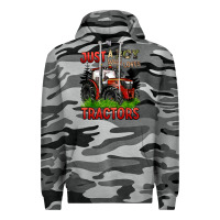 Slate Camo just a boy who loves tractors red tractor Premium Hoodie - BarkalooDesign