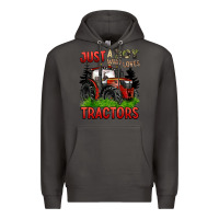 Smoke just a boy who loves tractors red tractor Premium Hoodie - BarkalooDesign