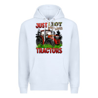 White just a boy who loves tractors red tractor Premium Hoodie - BarkalooDesign