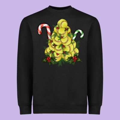 Softball Christmas Tree Heavyweight Sweatshirt Designed By Ranaportraitstore