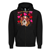 Black Valentines day  beagle Zipper Hoodie - RanaPortraitStore