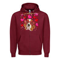 Burgundy Valentines day  beagle Zipper Hoodie - RanaPortraitStore