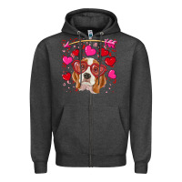 Charcoal Heather Valentines day  beagle Zipper Hoodie - RanaPortraitStore