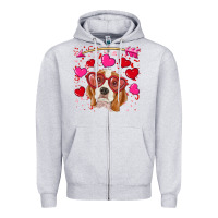 Heather Grey Valentines day  beagle Zipper Hoodie - RanaPortraitStore