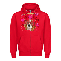 Red Valentines day  beagle Zipper Hoodie - RanaPortraitStore