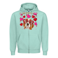 Seafoam Valentines day  beagle Zipper Hoodie - RanaPortraitStore