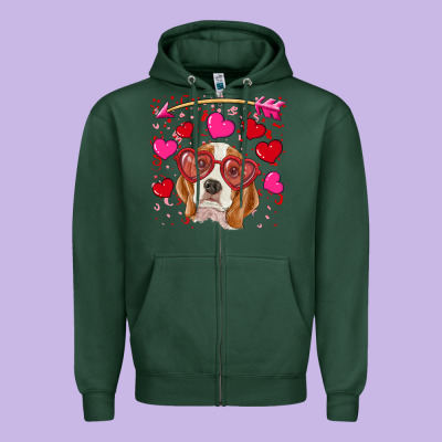 Valentines Day  Beagle Zipper Hoodie Designed By Ranaportraitstore