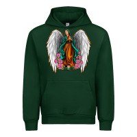 Forest Green Angel Wing Lady of Guadalupe Urban Hoodie - Jasminsmagicworld