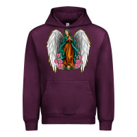 Mauve Wine Angel Wing Lady of Guadalupe Urban Hoodie - Jasminsmagicworld