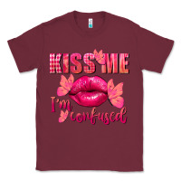 Burgundy Kiss me i'm so confused Valentine's Day Classic Tee - FaDigitalArtStudio