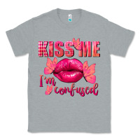 Heather Grey Kiss me i'm so confused Valentine's Day Classic Tee - FaDigitalArtStudio